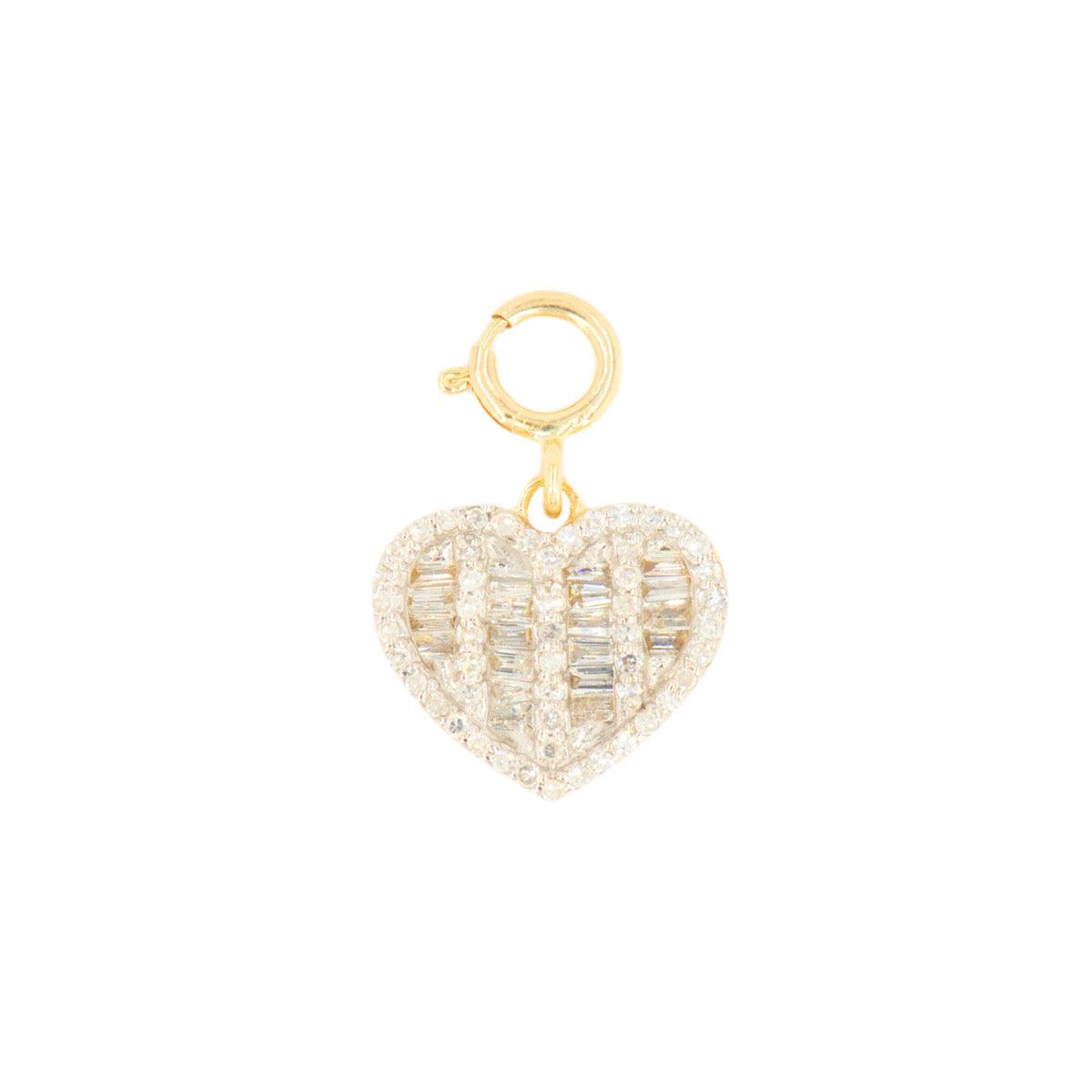 10k Yellow Gold Diamond 'Baguette Heart' Charm - 10060 - Johnny Dang & Co