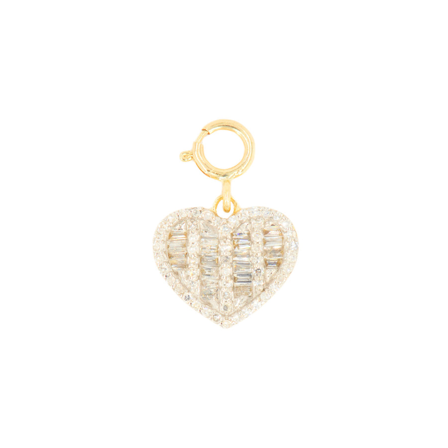 10k Yellow Gold Diamond 'Baguette Heart' Charm - 10060