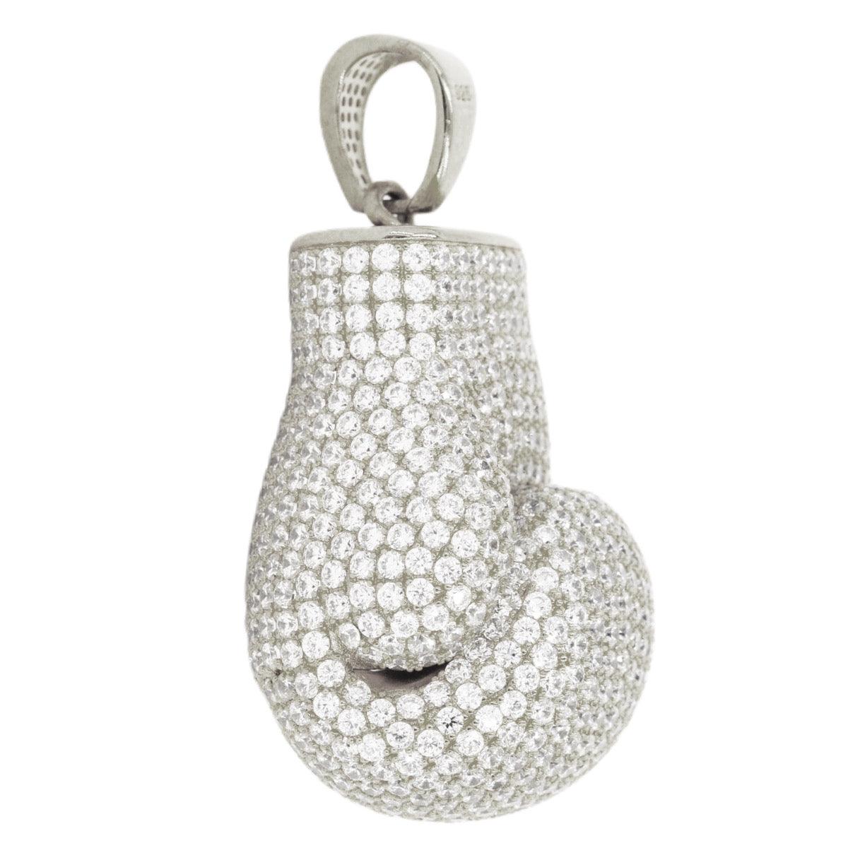 Sterling Silver with CZ High Polished Boxing Glove - Hollow - Johnny Dang & Co