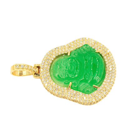 10k Yellow Gold 2.89ctw Diamond Jade Buddha - Medium - Johnny Dang & Co