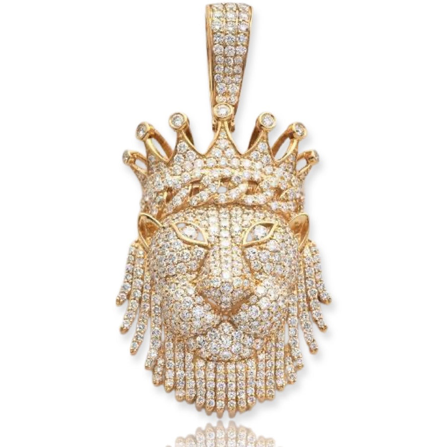 10KY 6.50CTW DIAMOND LION HEAD WITH CROWN