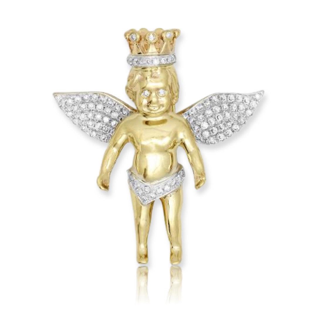 10KY 0.60CTW DIAMOND ANGEL WITH CROWN - SMALL - Johnny Dang & Co