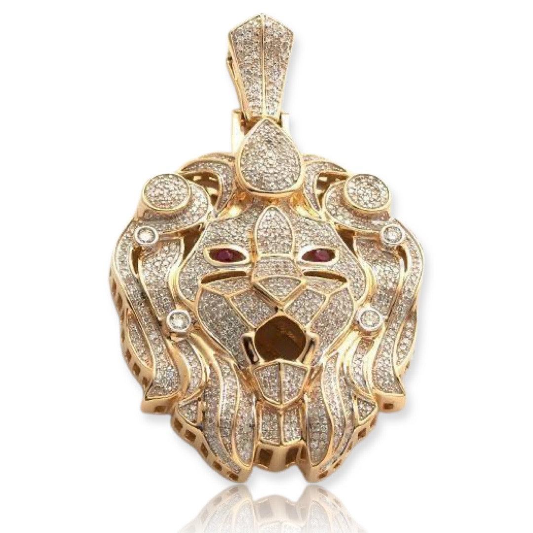 10KY 1.65CTW DIAMOND LION HEAD PENDANT - Johnny Dang & Co