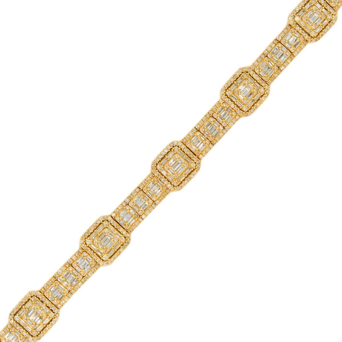 14KY 8.50CTW BAGUETTE DIAMOND SQUARE CLUSTER 8" - Johnny Dang & Co