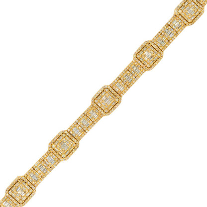 14KY 8.50CTW BAGUETTE DIAMOND SQUARE CLUSTER 8" - Johnny Dang & Co