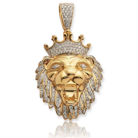 10KY 0.85CTW DIAMOND LION HEAD PENDANT - Johnny Dang & Co