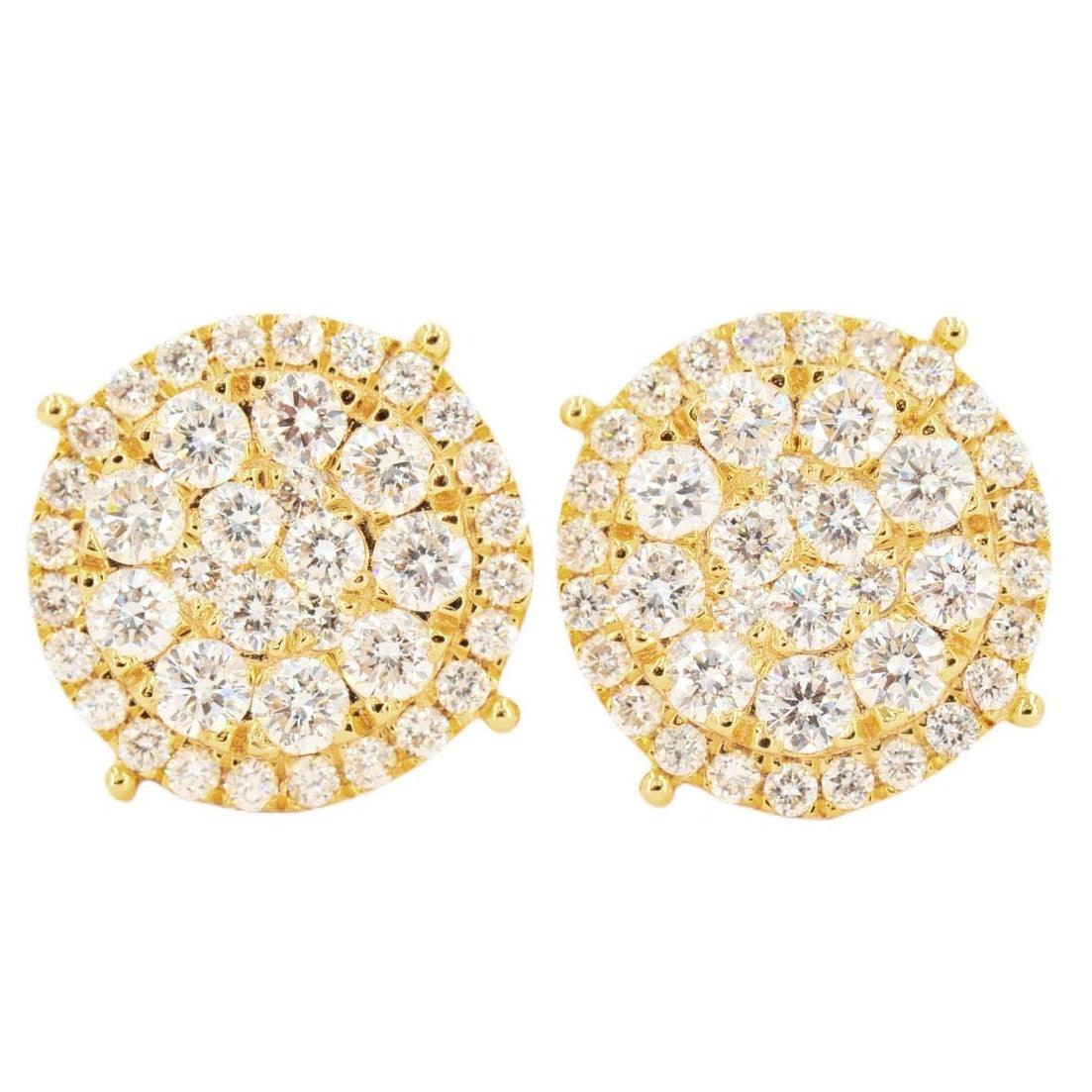 14K 2.00CTW DIAMOND ROUND CLUSTER EARRINGS WITH HALO - Johnny Dang & Co