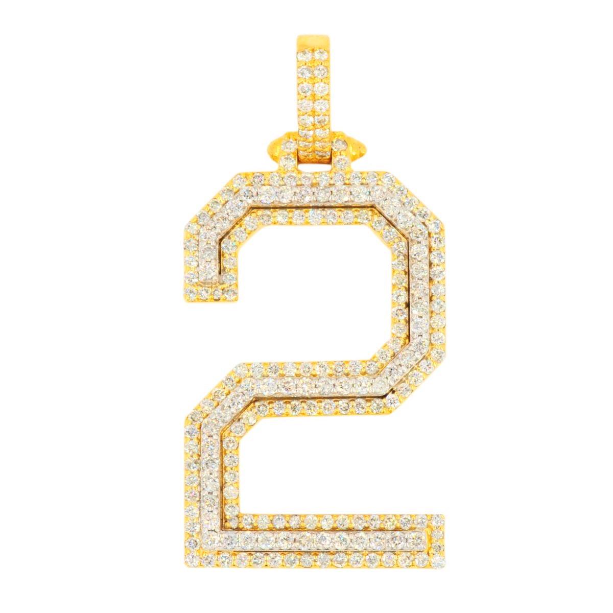 10K Yellow Gold Si Diamond Number 2 Pendant - Johnny Dang & Co