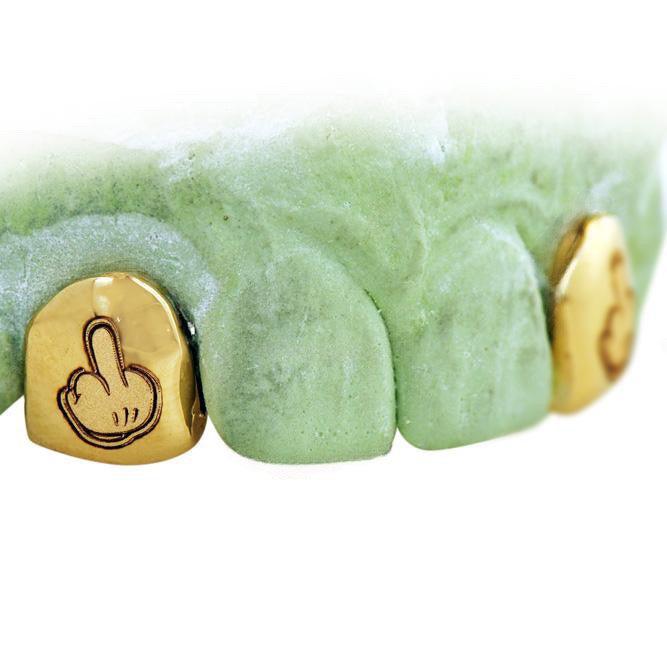 JDTK-ENG15252-3- Two Engraved Teeth with any Letters, Logo, or Design - Johnny Dang & Co