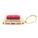 10KY 0.50CTW DIAMOND 2-ROW PENDANT WITH 7.00CT SYNTHETIC RUBY - Johnny Dang & Co
