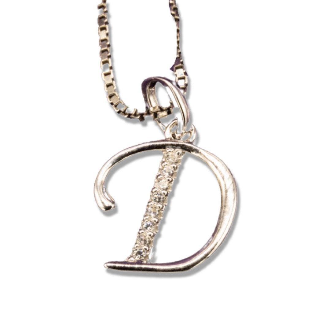 MINI SCRIPT LETTERS SILVER 925 WHITE GOLD PLATED - Johnny Dang & Co