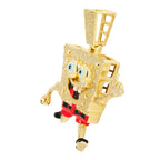 10k YELLOW GOLD 1.60CTW DIAMOND MIDDLE FINGER CARTOON SPONGE CHARACTER PENDANT - Johnny Dang & Co