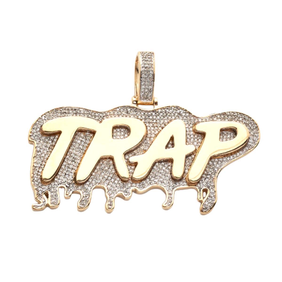 10KY 1.00CTW DRIPPING DIAMOND TRAP DESIGN LOGO PENDANT - Johnny Dang & Co