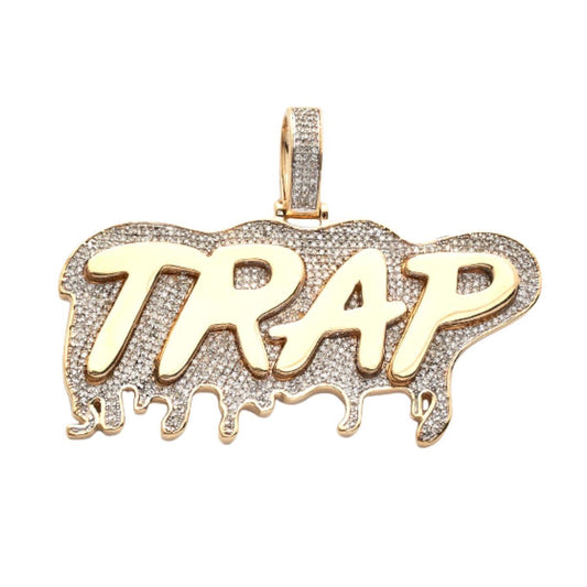 10KY 1.00CTW DRIPPING DIAMOND TRAP DESIGN LOGO PENDANT - Johnny Dang & Co