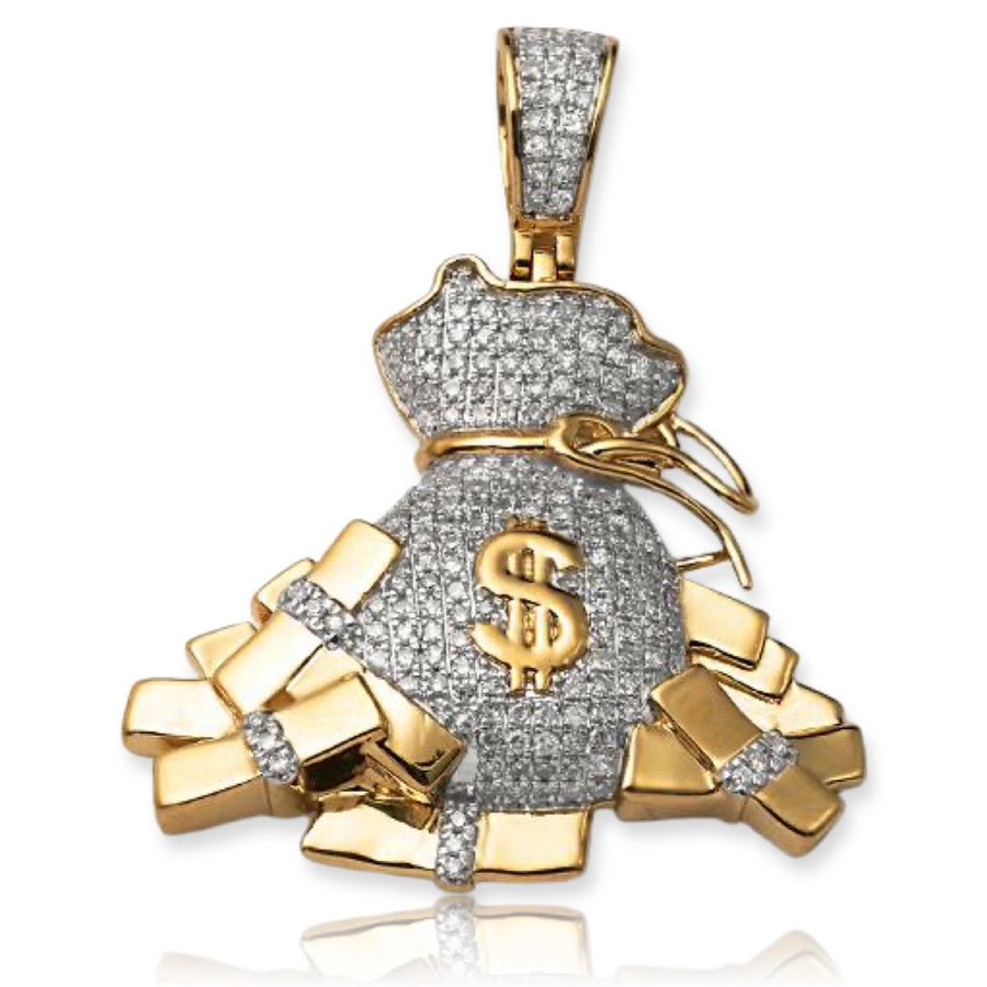 Money Bag 3.70cttw Baguette Diamond Pendant 10K White Or Yellow Gold –  HipHopBling