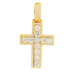 14K 3.5 CTTW DIAMOND 2-TONE SINGLE ROW CROSS - Johnny Dang & Co