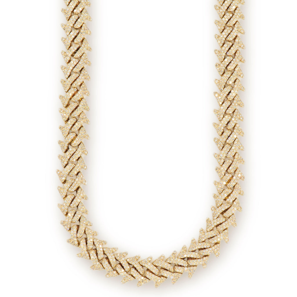 10k Yellow Gold and Diamond Spiked Cuban Chain 22inches - Johnny Dang & Co