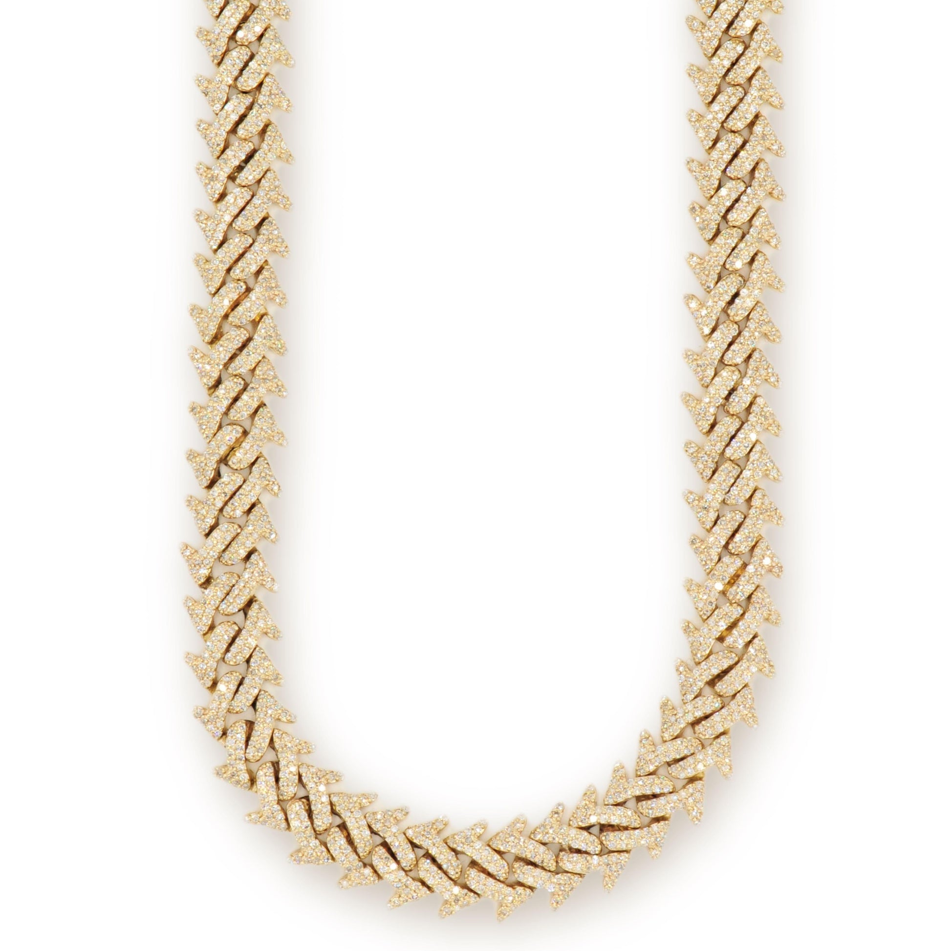 10k Yellow Gold and Diamond Spiked Cuban Chain 22inches - Johnny Dang & Co