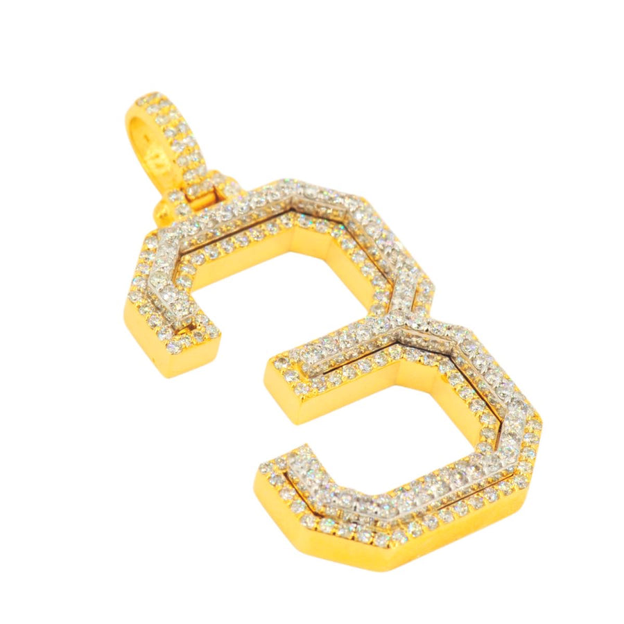 10K Yellow Gold Si Diamond Number 3 Pendant