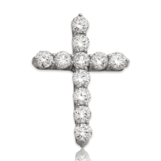 14KW 4.80CTW DIAMOND 11 STONE 3-PRONG CROSS - Johnny Dang & Co