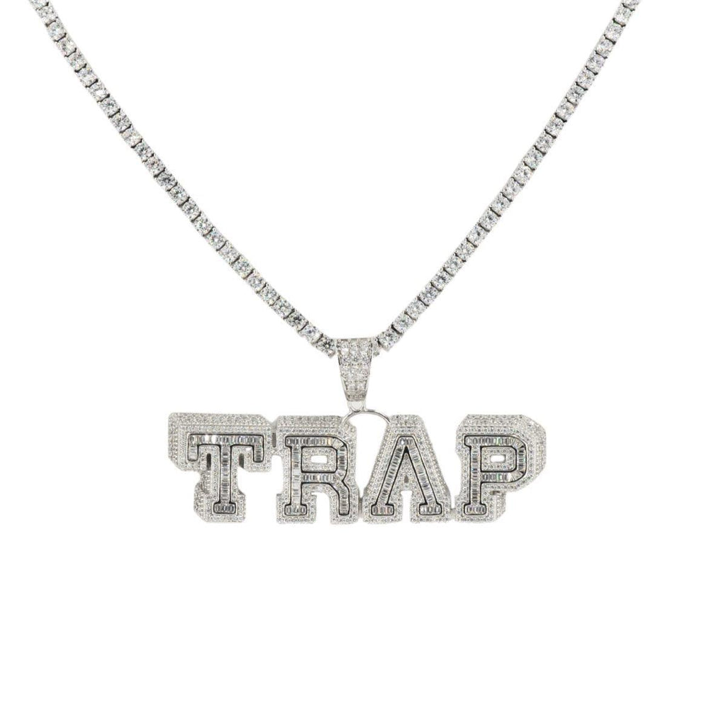 Silver and CZ ‘TRAP’ Pendant and Chain Bundle - Johnny Dang & Co