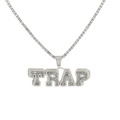 Silver and CZ ‘TRAP’ Pendant and Chain Bundle - Johnny Dang & Co