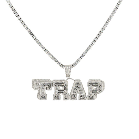 Silver and CZ ‘TRAP’ Pendant and Chain Bundle - Johnny Dang & Co