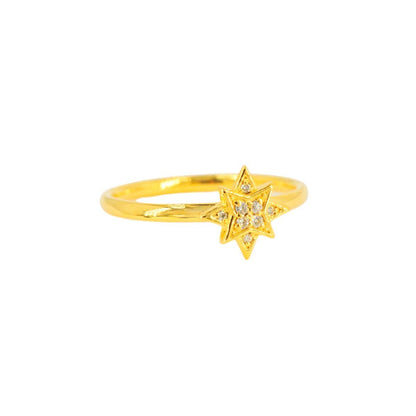 14k YELLOW GOLD AND SI DIAMOND OVERLAPPING STAR RING - Johnny Dang & Co