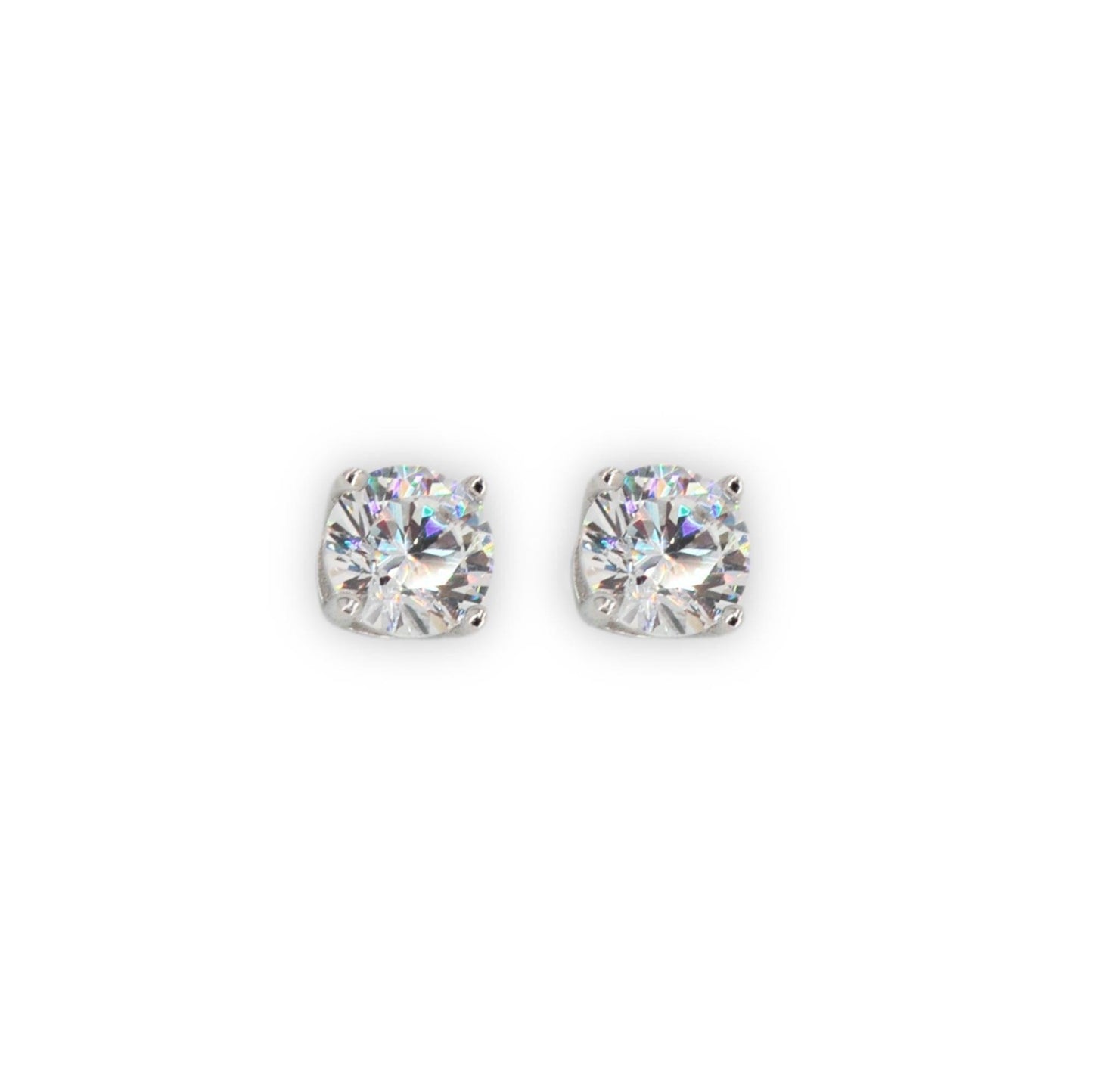 Silver and 5mm CZ Stud Earrlings - Johnny Dang & Co