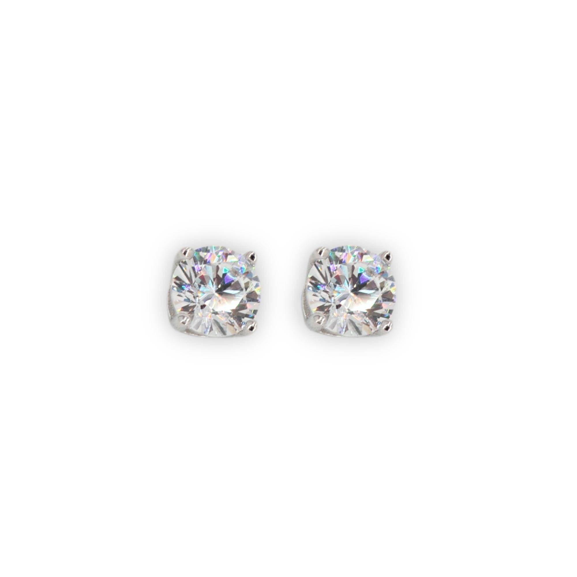 Silver and 5mm CZ Stud Earrlings - Johnny Dang & Co