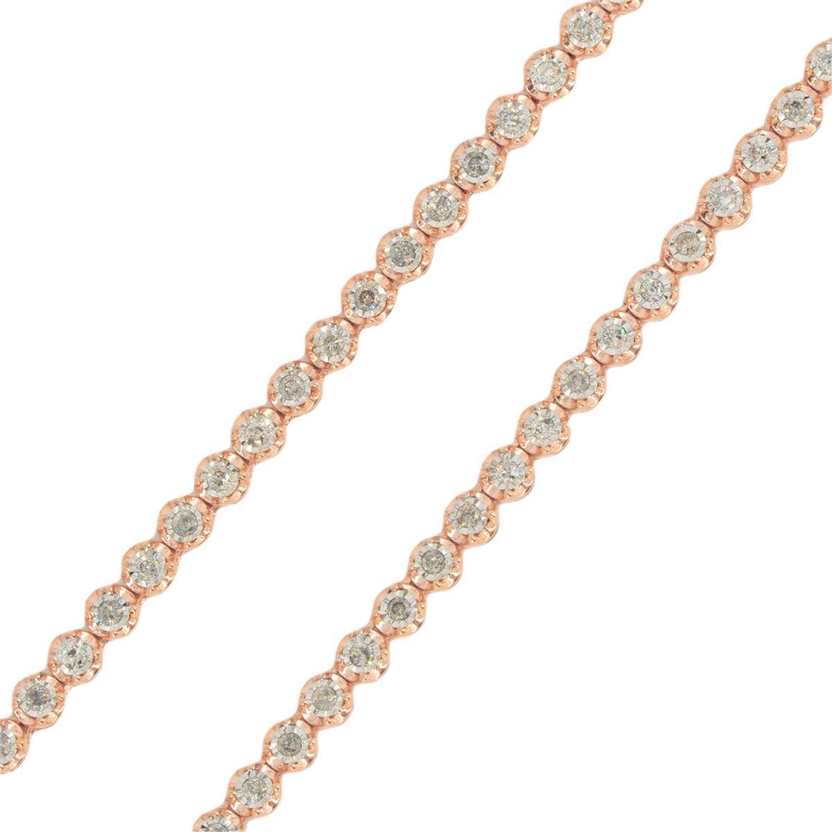 10k Rose Gold '7 pointer Illusion Setting Diamond Tennis Chain' 2.97cttw 20 inches - Johnny Dang & Co