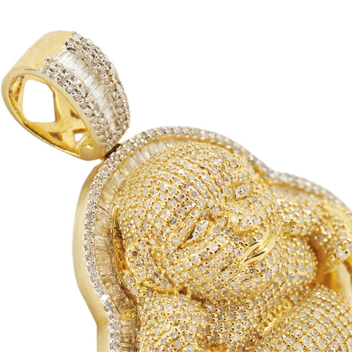 10k Gold 3.85ctw Baguette and Round Diamond Buddha - Johnny Dang & Co