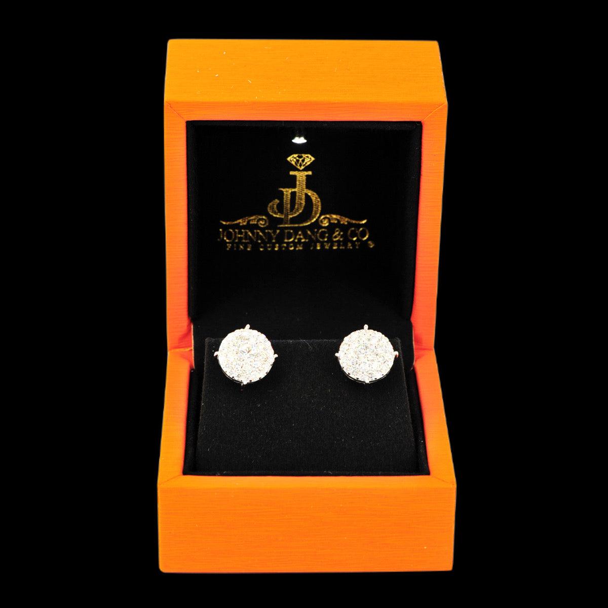 JDTK-CL1180W- 14K 2.2 CTTW DIAMOND CLUSTER MICRO PAVE EARRINGS - Johnny Dang & Co