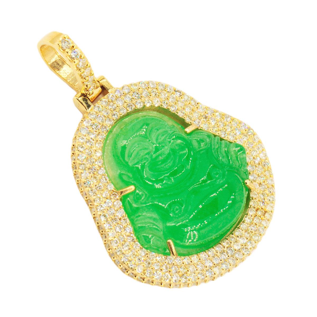 10k Yellow Gold 2.89ctw Diamond Jade Buddha - Medium - Johnny Dang & Co