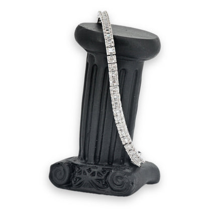 10k Gold and 4.13cttw Diamonds Square Block Baguette and Round Tennis Bracelet. - Johnny Dang & Co