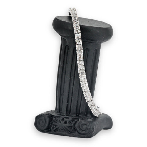 10k Gold and 4.13cttw Diamonds Square Block Baguette and Round Tennis Bracelet. - Johnny Dang & Co