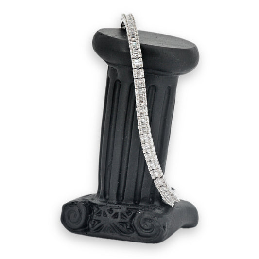 10k Gold and 4.13cttw Diamonds Square Block Baguette and Round Tennis Bracelet. - Johnny Dang & Co