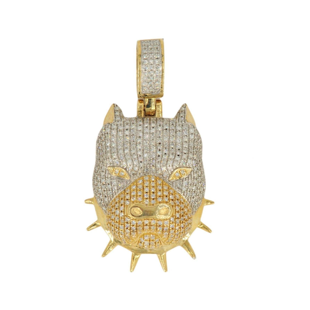 10KY Diamond Spiked Pitbull Dog Pendant 0.92ctw Flash - Johnny Dang & Co