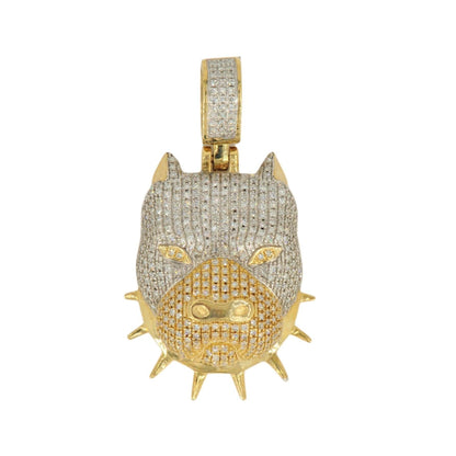 10KY Diamond Spiked Pitbull Dog Pendant 0.92ctw Flash - Johnny Dang & Co