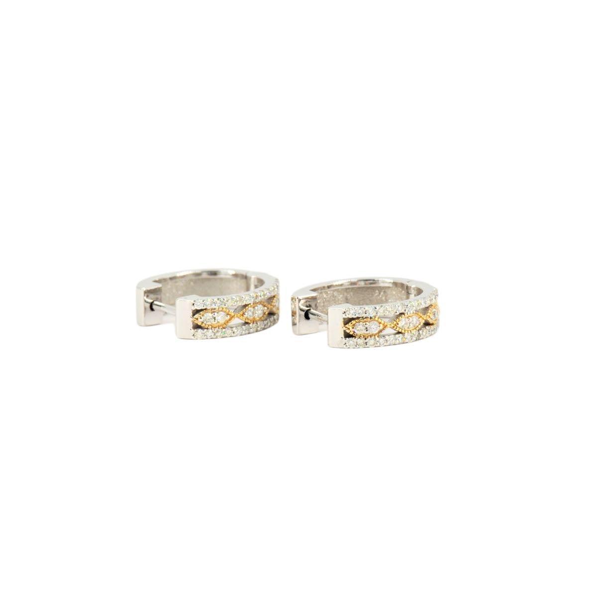 JDTK-p22-132-1 -Two Tone Gold and Diamond Hoop Earrings - Johnny Dang & Co