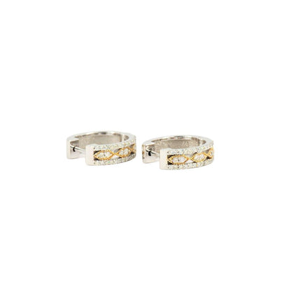 JDTK-p22-132-1 -Two Tone Gold and Diamond Hoop Earrings - Johnny Dang & Co