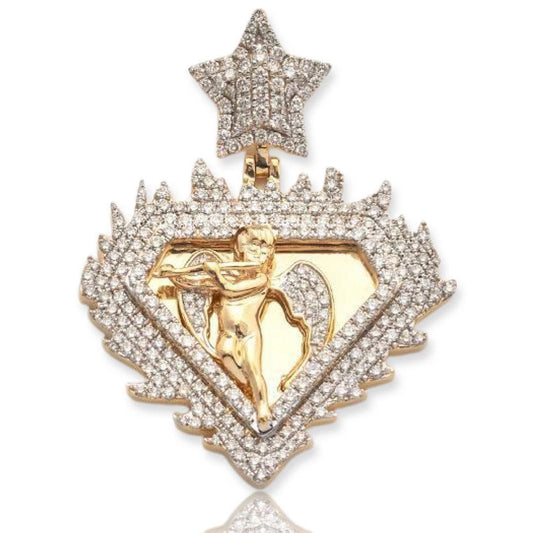 10KY 2.20CTW DIAMOND ANGEL WITH FLUTE PENDANT - Johnny Dang & Co