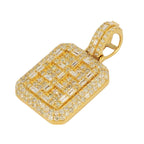 10K Yellow Baguette and Round Diamond Tag Pendant 3.69cttw - Johnny Dang & Co