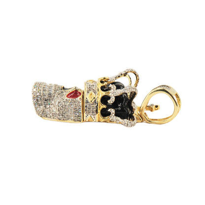 10K Yellow Gold Skull King With Enamel Detailing - Johnny Dang & Co