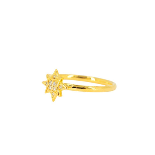14k YELLOW GOLD AND SI DIAMOND OVERLAPPING STAR RING - Johnny Dang & Co