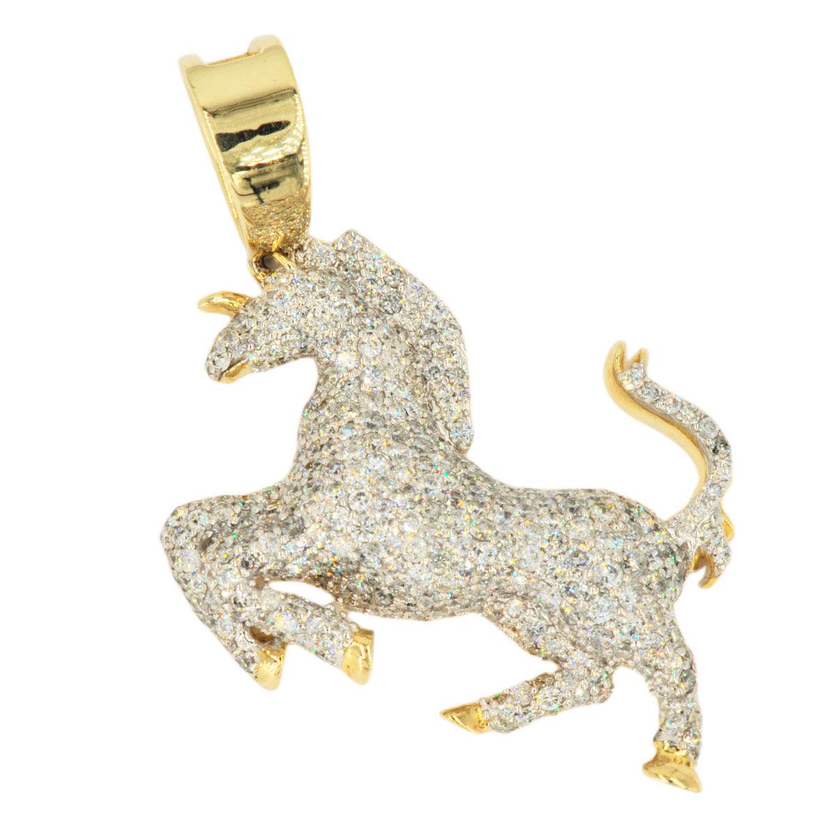 10k Yellow Gold 4.56ctw Majestic Prancing Horse Pendant - Johnny Dang & Co