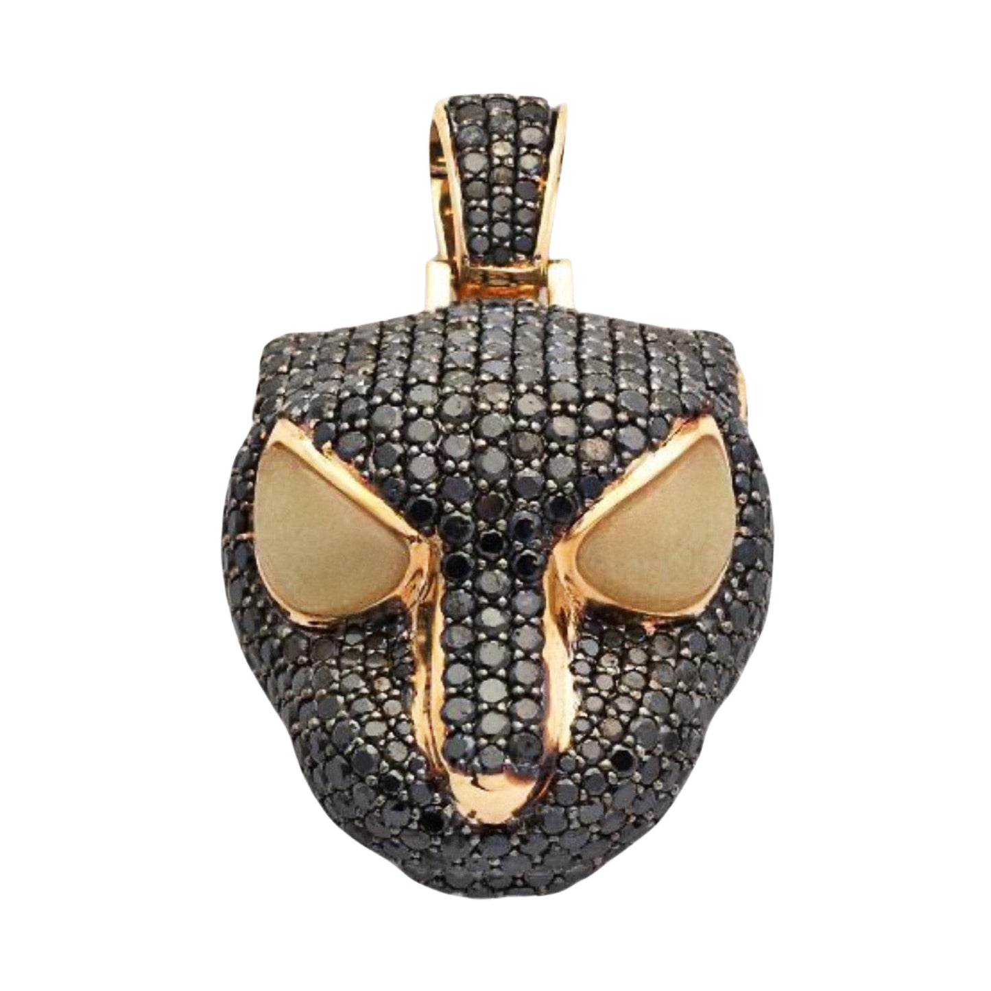 10KY 9.50CTW BLACK DIAMOND PANTHER HEAD PENDANT - Johnny Dang & Co