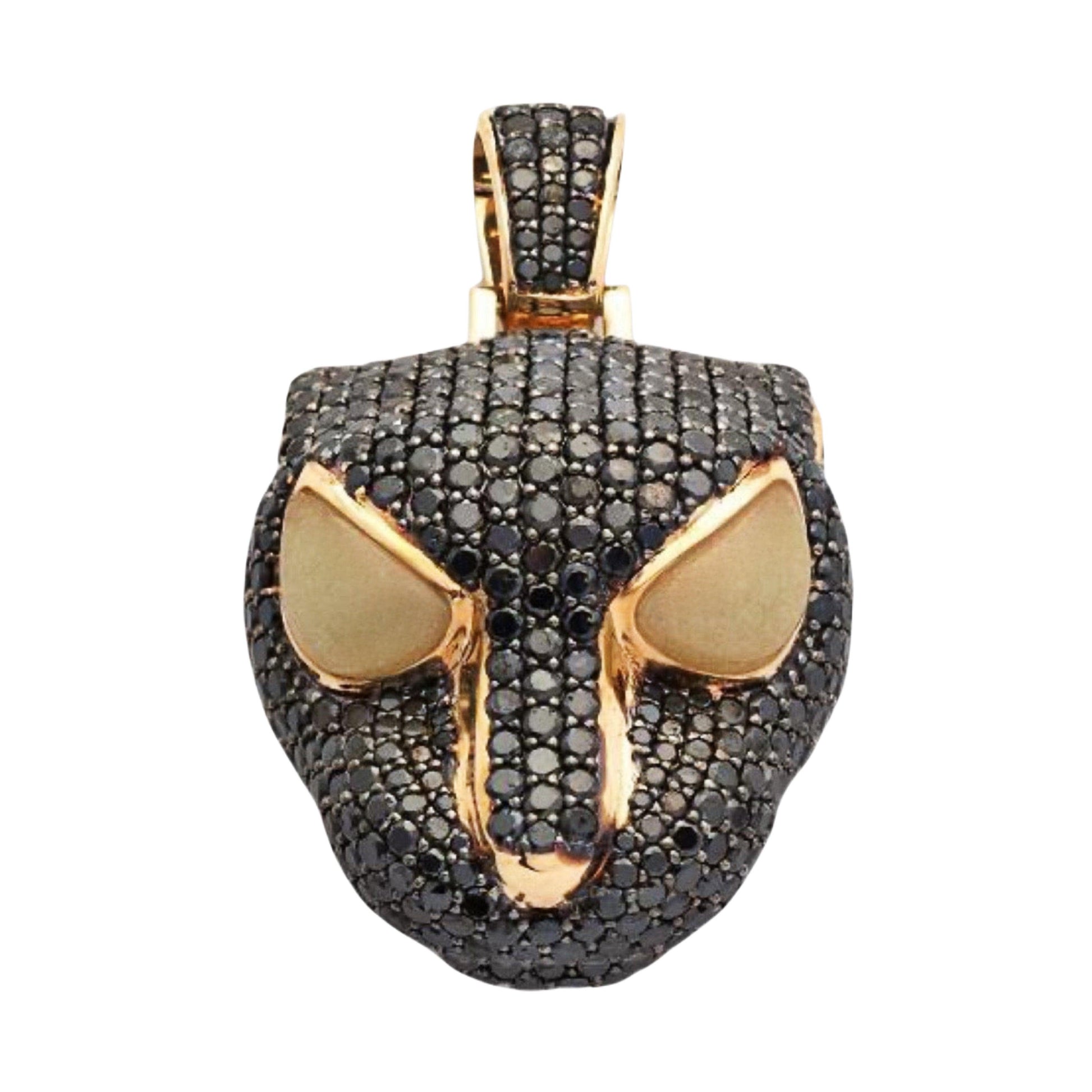 10KY 9.50CTW BLACK DIAMOND PANTHER HEAD PENDANT - Johnny Dang & Co