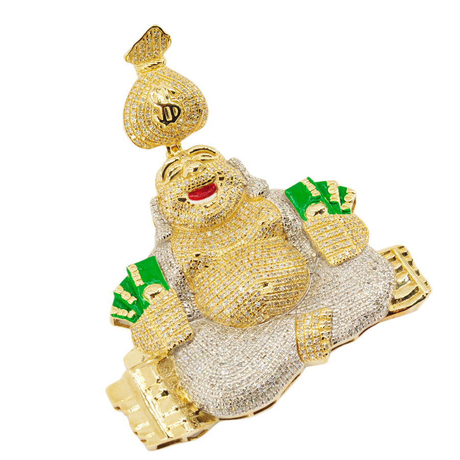10k Gold 1.85CTW Diamond Lucky Money Bag Buddha