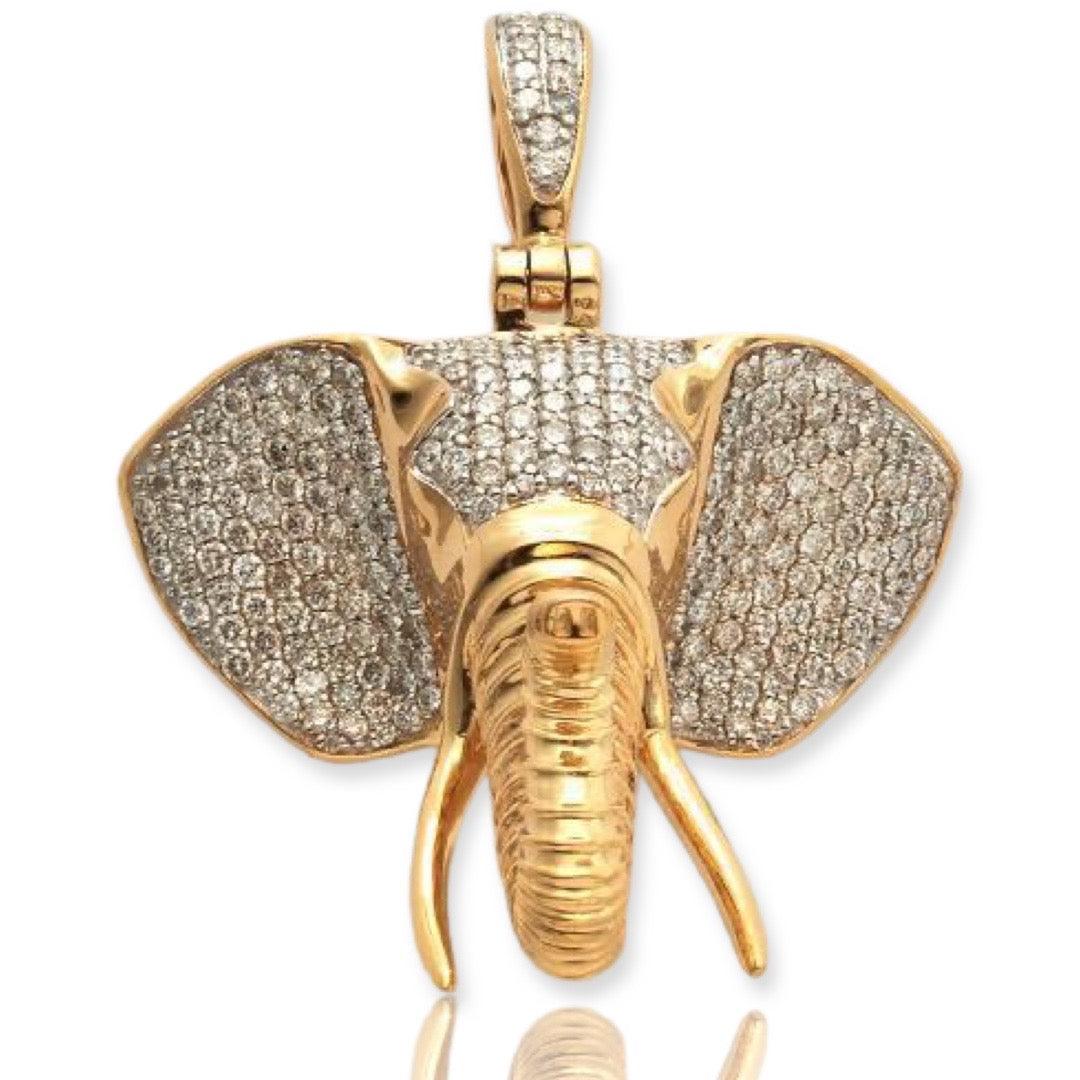 14KY 1.85CTW DIAMOND ELEPHANT HEAD PENDANT - Johnny Dang & Co